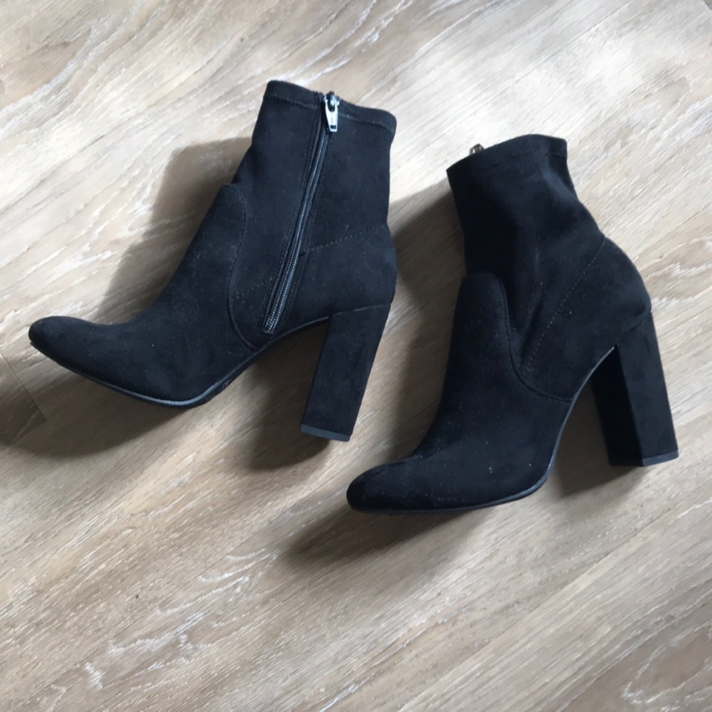 Black Faux Suede Ankle Booties